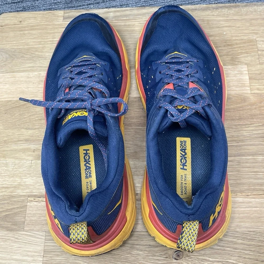 Hoka One One Challenger ATR 6 Shoes Men 11.5 Blue Yellow Trail Running Sneakers